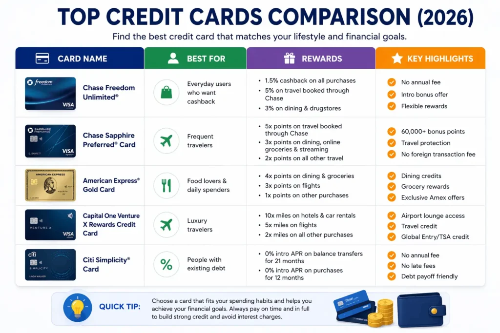 Top credit cards in USA 