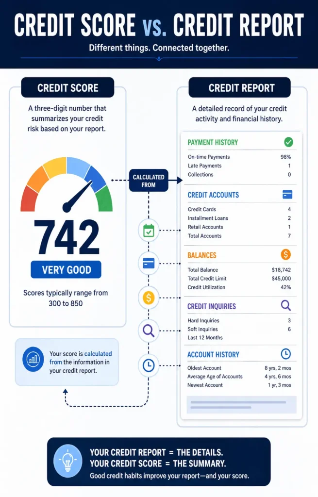 Credit score and credit report 