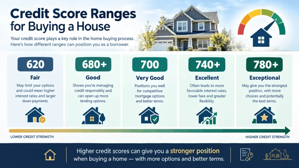 Credit score ranges for buying a house in the USA